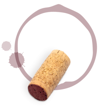 Red wine cork from Come Over October with drops of wine